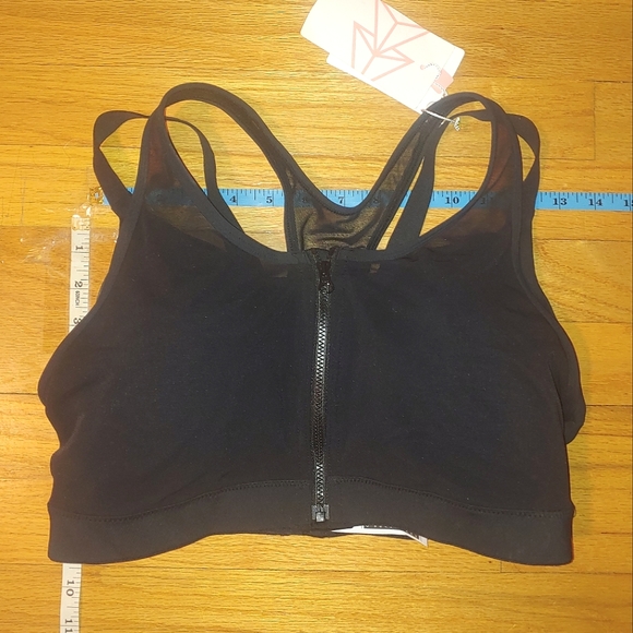 Black High Impact Women Sports Bra Front Closure Double Mesh Running Bra X-LARGE - Picture 3 of 10